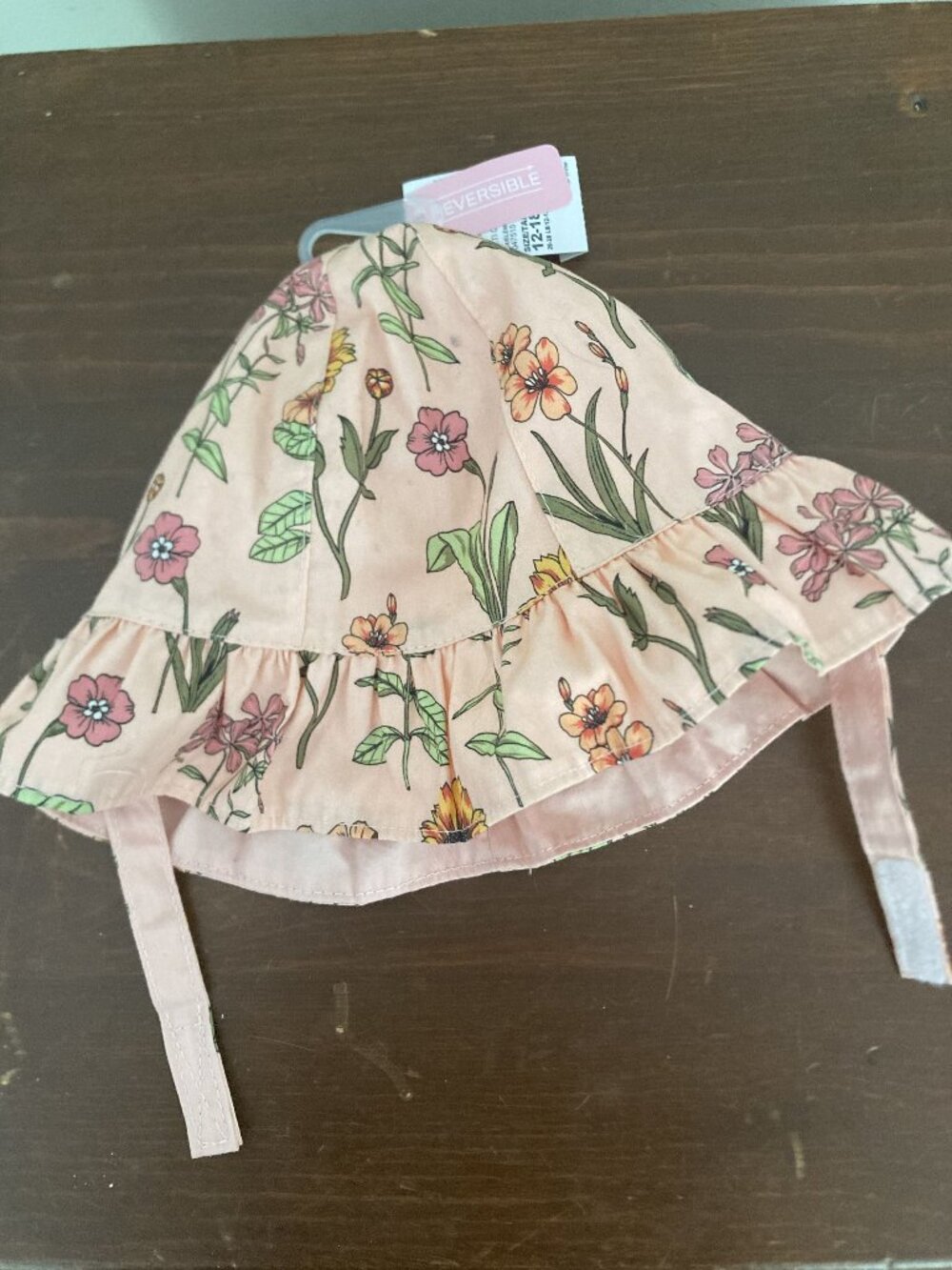 Children's Place Reversible Baby Sun Hat With Floral Print & Ruffle Brim Adjusta